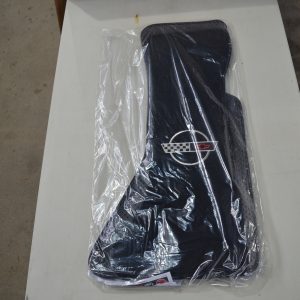 1988-1993 C4 Corvette Floor Mats – BLACK - S-2 91- 96 Embroidered Corvette Circle Logo - Cut Pile #CD1100