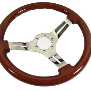 1968 -1982 C3 Corvette Steering Wheel - Mahogany Style with Chrome Spokes - #X2544