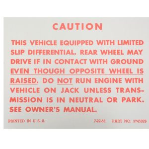 1959-1971 Decal - Positraction Caution - All With Positraction #13031