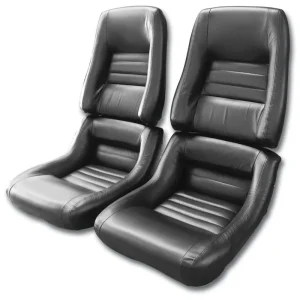 1978 -1982 C3 Corvette 100% Leather Mounted 4" Bolster Seat Covers – BLACK - CA #422620