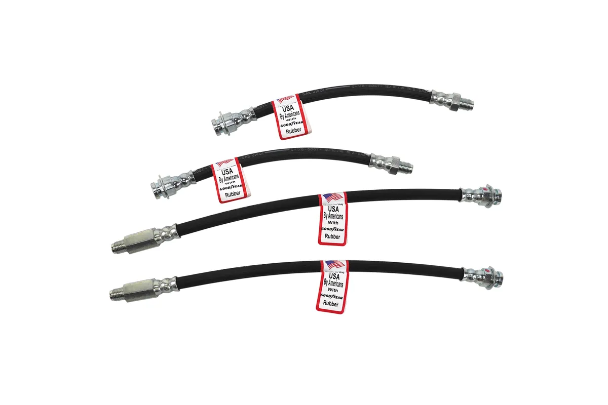 1963-1982 Corvette Brake Hoses. Rubber 4 Piece Set (USA MADE) - #51930