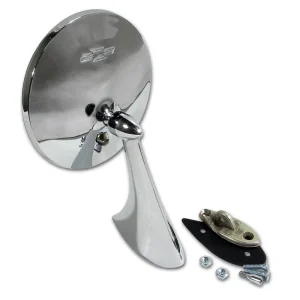 1963-1967 C2 Corvette Outside Mirror. Right Hand Side– with Bowtie and with Mounting Kit- #33249